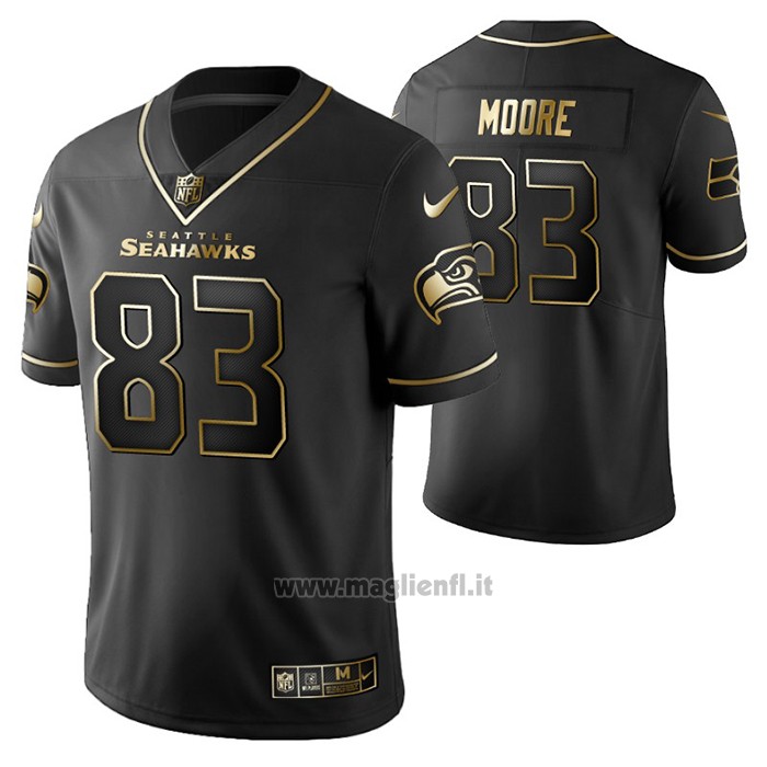 Maglia NFL Limited Seattle Seahawks David Moore Golden Edition Nero